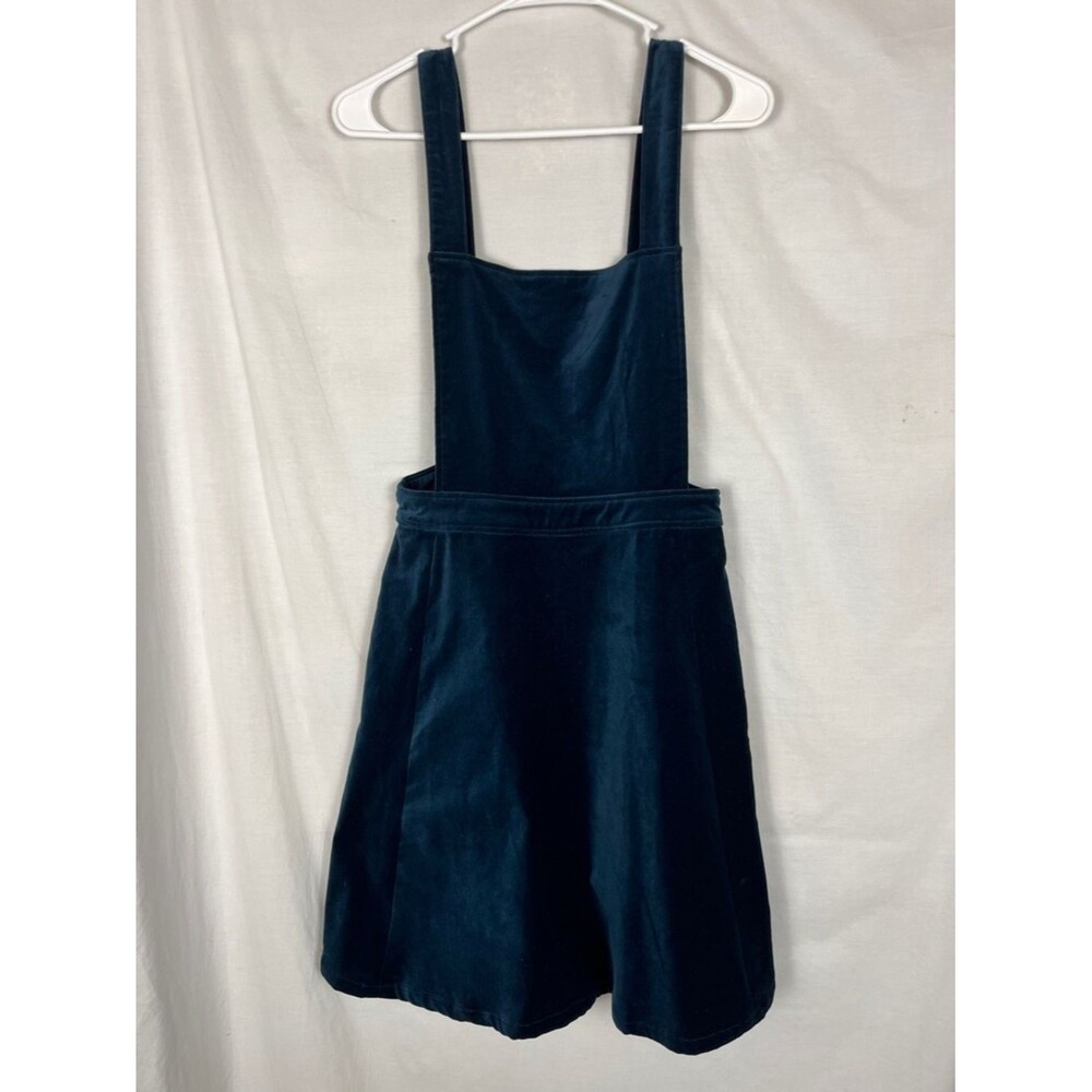 Modcloth Navy Teal Cupcake Consultant Velvet Pinafore Overall Dress